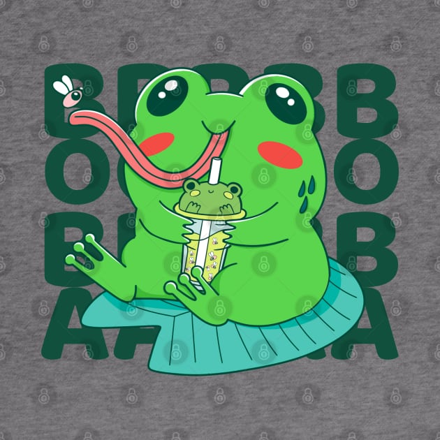 Kawaii Frog Drinking Boba Tea by Bruno Pires